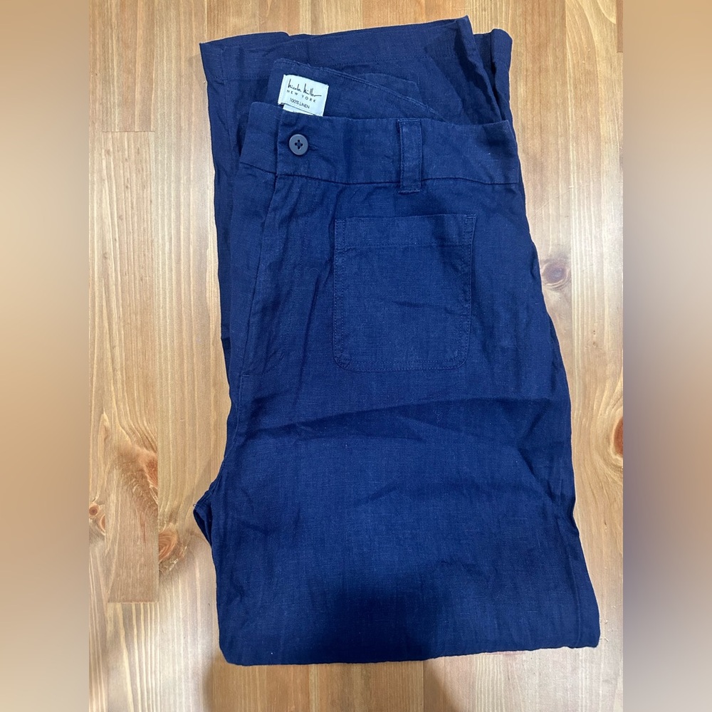 Nicole Miller Dark Blue Linen Pants
